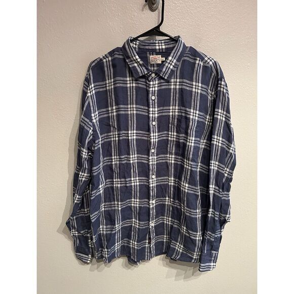 Faherty Mens XL 100% Linen Long Sleeve Button Up Shirt Blue - Picture 1 of 6